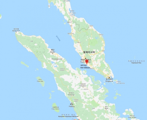 대림산업이 건설하는 울사도 공장의 말레이시아 포트 딕슨 지역 위치도